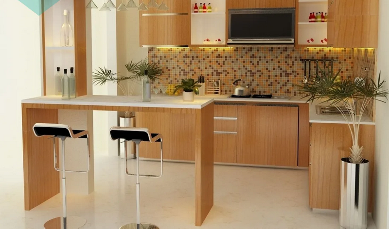 Màu sắc nội thất trong bếp có sự hòa hợp cao, mang đến không gian thông thoáng
