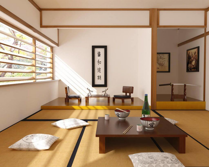 Phòng khách kiểu Nhật sang trọng