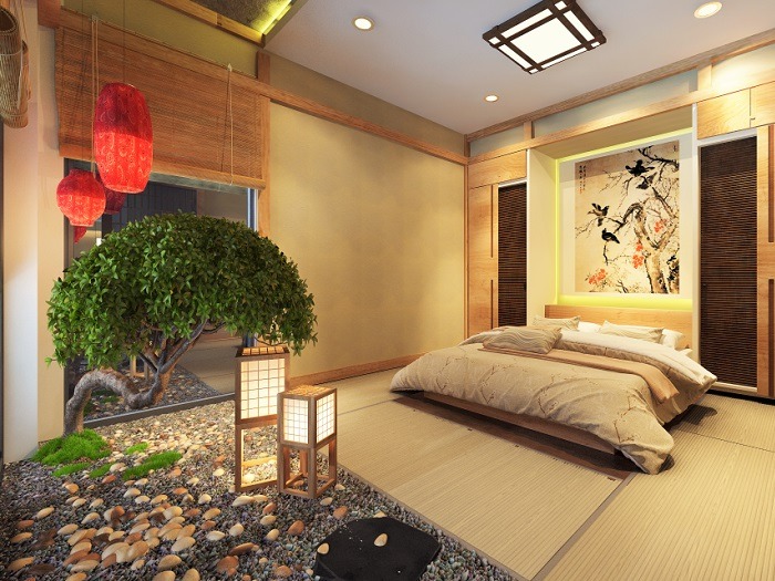 Mẫu phòng ngủ xu hướng Nhật màu kem nhẹ nhàng, thư thái 2