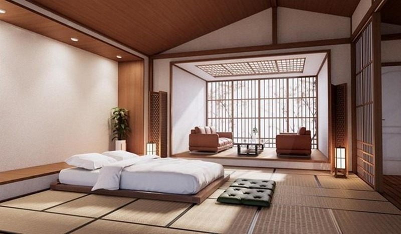 Mẫu phòng ngủ kiểu Nhật màu nâu độc đáo, đẹp mãn nhãn 2