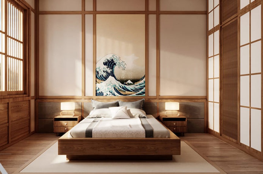 Mẫu phòng ngủ kiểu Nhật màu nâu độc đáo, đẹp mãn nhãn 3