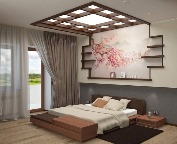 Mẫu phòng ngủ Nhật ấn tượng với trang trí tranh truyền thống 3